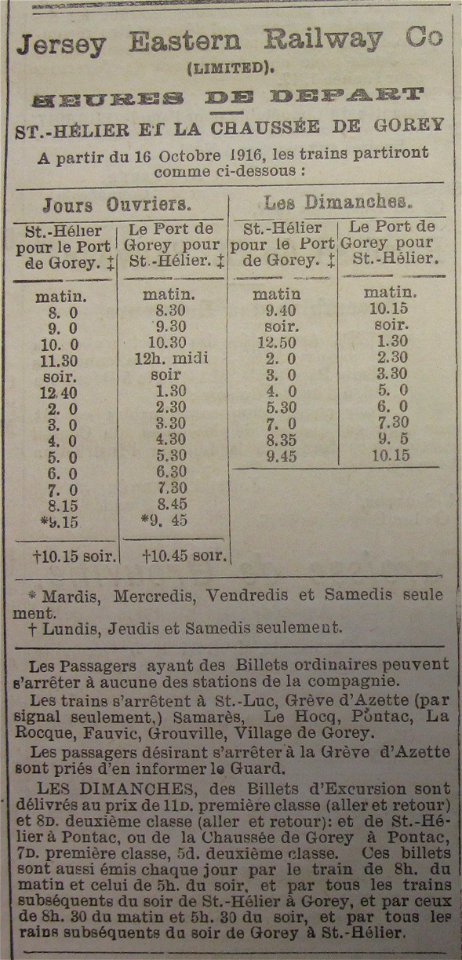Jersey Eastern Railway 1916