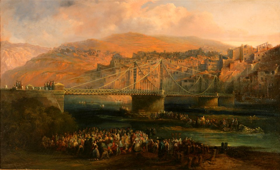 Jenaro Pérez Villaamil - View of City of Fraga and its Hanging Bridge - Google Art Project