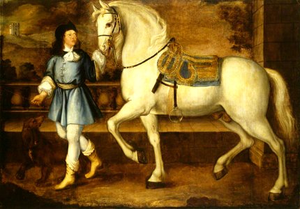 Jerome Hesketh (active 1647-1666) (attributed to) - A Grey Stallion and an Attendant - 499992 - National Trust