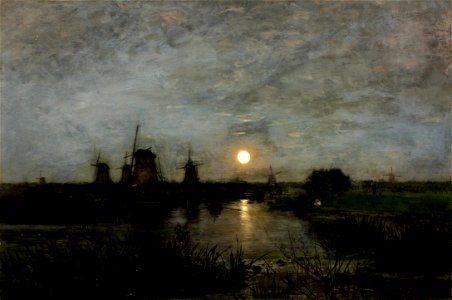 Eugen Jettel - Mondscheinlandschaft mit Windmühle (1884)