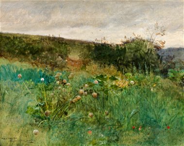 Eugen Jettel - Auf der Wiese in der Nähe von Pont-Aven (1886). Free illustration for personal and commercial use.