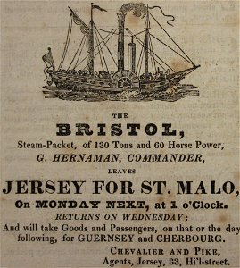 Jersey Saint Malo steam packet 1829