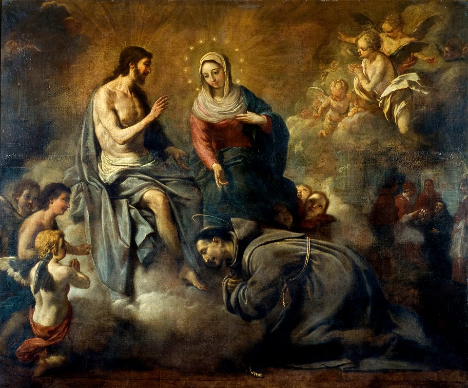 Jesús concede a san Francisco la indulgencia de la Porciúncula