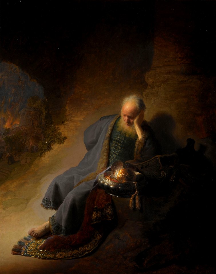 Jeremia treurend over de verwoesting van Jeruzalem Rijksmuseum SK-A-3276