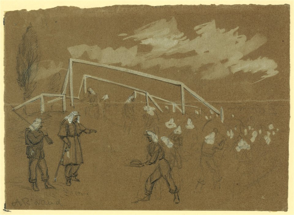 Jersey troops breaking the ground for a fort to defend Washington, on Virginia soil near the long bridge LCCN2004660002