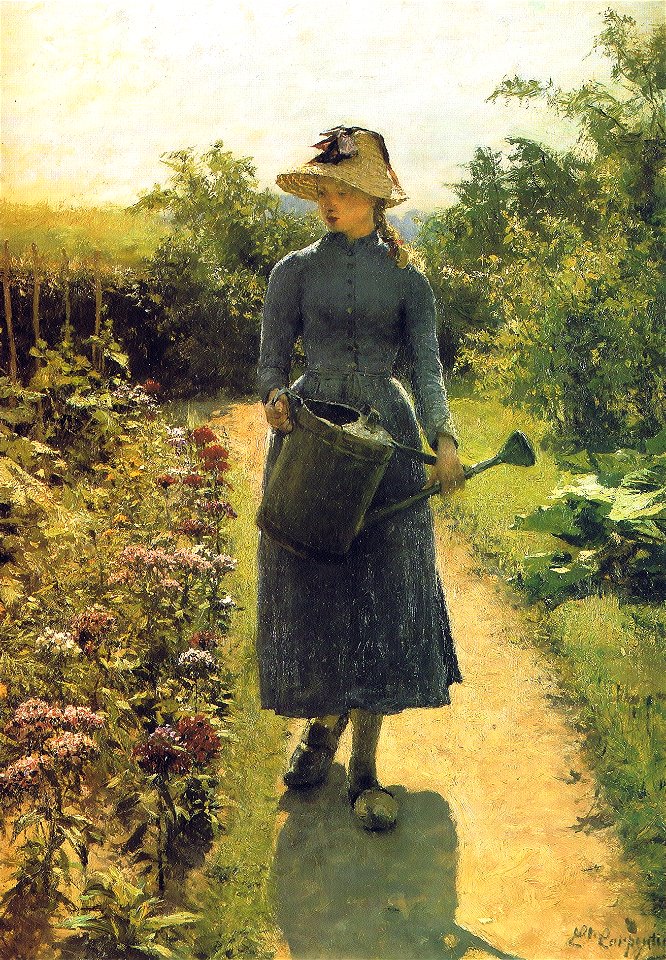 Jeune fille à l'arrosoir (Évariste Carpentier, 1845-1922)