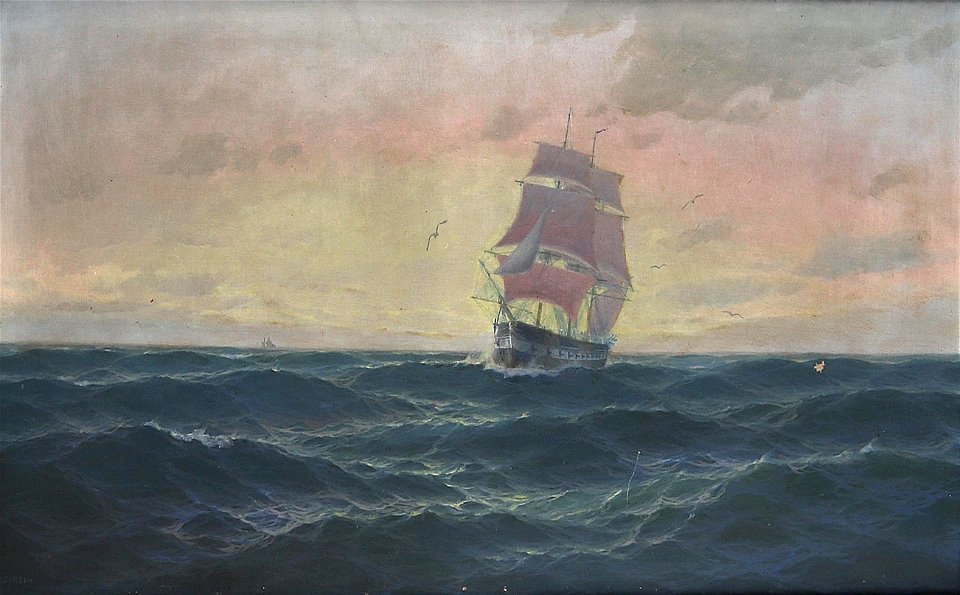 Max Jensen - Vollschiff auf hoher See