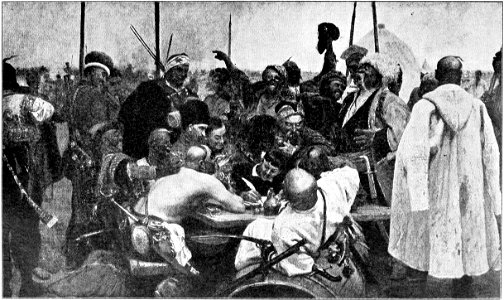 Jensen-Mazepa-012-Zaporoger dikterande ett smädebrev till turkiske sultanen