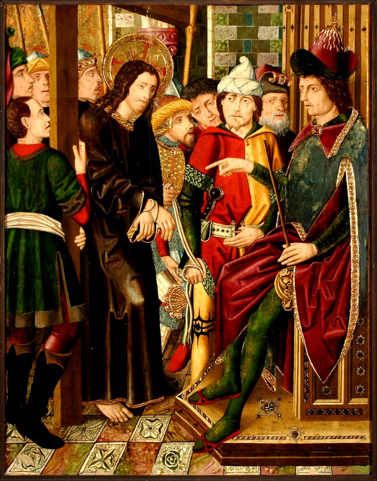 Jesús ante Caifás, del taller de Martín Bernat. (Museo de Zaragoza ...