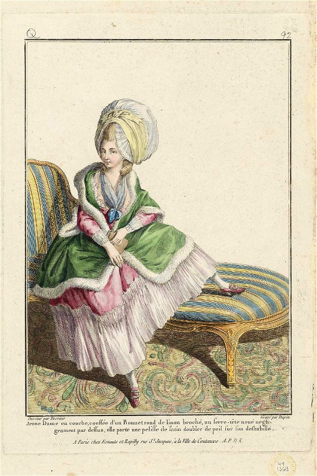 Jeune Dame en couche, coeffée d'un Bonnet rond