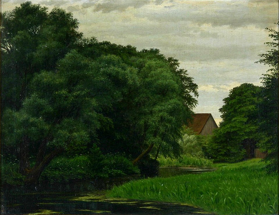Harald Jerichau - Landskab med åløb og hus