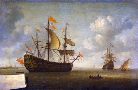 Jeronymus van Diest (II) - Het opbrengen van het Engelse admiraalschip de 'Royal Charles'. Free illustration for personal and commercial use.
