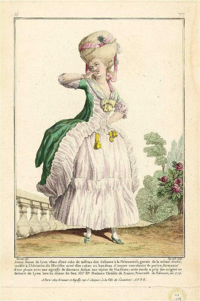Jeune Dame de Lyon vêtue d'une robe de taffetas