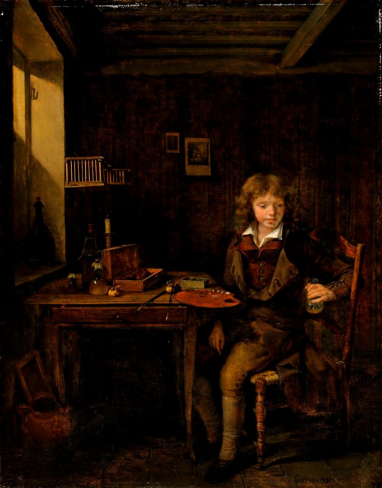 Jeune élève préparant les couleurs de son maître - GROBON Jean-Michel (N11 392)