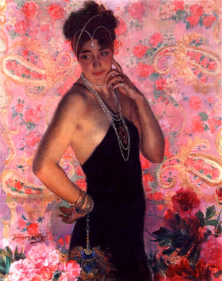 Jeune femme parée de perles 