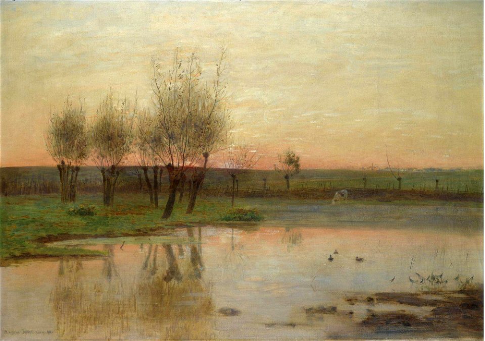 Eugen Jettel - Stehendes Gewässer mit Weiden (1890)