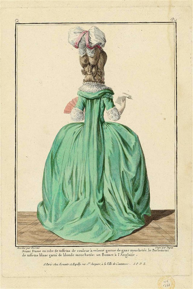 Jeune Dame en robe de taffetas de couleur à volonté