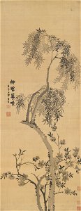 Jin Nong - Willow Tree and Blossoming Peach - 1986.123.2 - Yale University Art Gallery