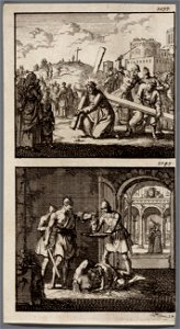 Jezus met zijn kruis op weg naar Golgotha, Johannes de Doper in de gevangenis onthoofd, objectnr A 48102