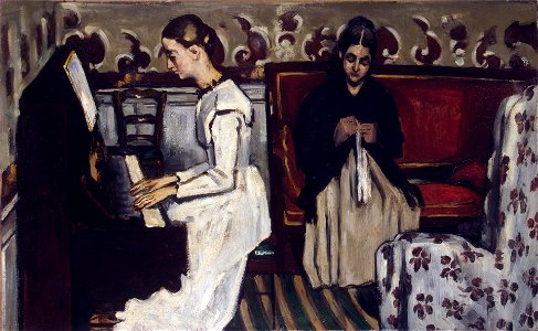 Jeune Fille au piano, par Paul Cézanne. Free illustration for personal and commercial use.