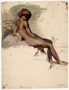 Jeune pêcheur napolitain, assis sur un rocher - 1840 by Théodore Chassériau (Young Neapolitan fisherboy, sitting on a rock)