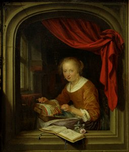 Jeune femme à sa dentelle - Gerard Dou