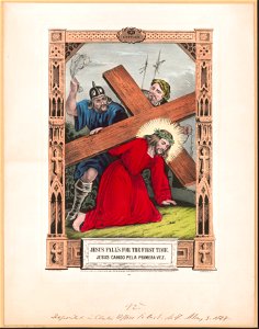 Jesus fall's for the first time. - Jesus cahido pela primera vez. LCCN2002707665