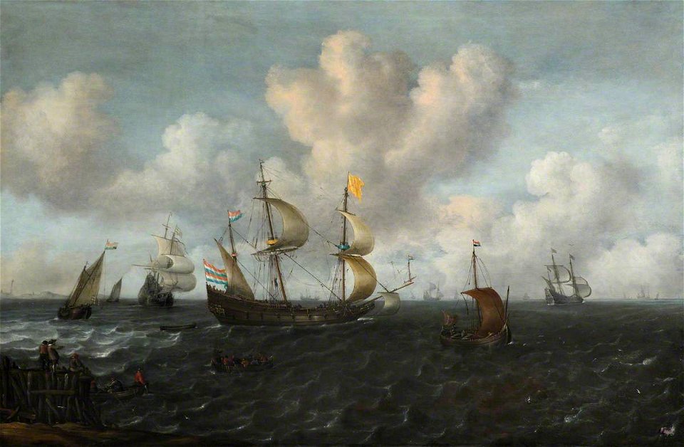 Joachim de Vries (b.1600) - A Dutch Ship Before the Wind - BHC0792 - Royal Museums Greenwich