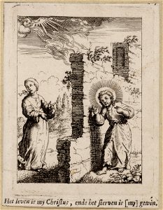 Jezus klopt aan den muur, aan welke andere zijde de ziel staat, objectnr A 19303