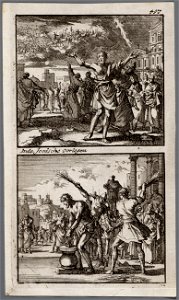 Jezus, Ananias´ zoon, weeklaagt over het lot van Jeruzalem, Jezus, Ananias´ zoon, door de Romeinen gegeseld, objectnr A 48108