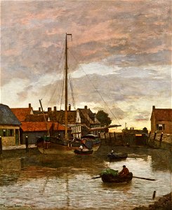 Eugen Jettel - Abend im Hafen (1882). Free illustration for personal and commercial use.
