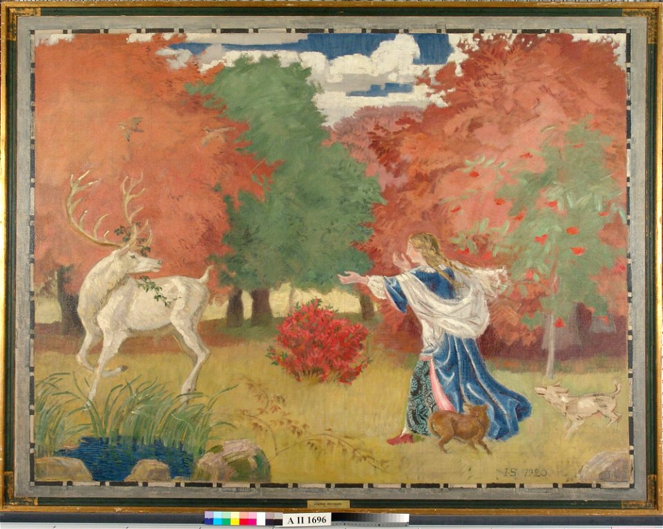 Joakim Skovgaard - Ritari hirven hahmossa, luonnos gobeliinia varten - A II 1696 - Finnish National Gallery