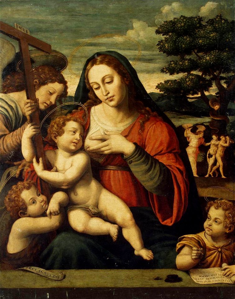 Joan de Joanes - Virgin and the Child with Sts John the Baptist and John the Evangelist - WGA12063