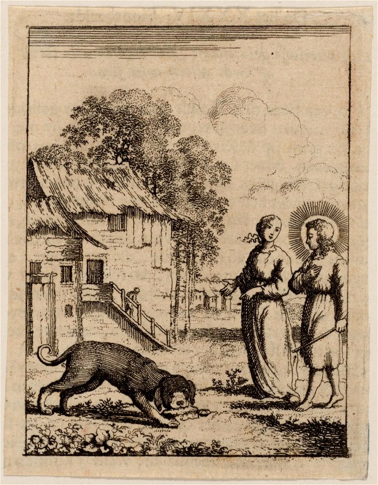 Jezus en de ziel zien een hond, die op een steen bijt, objectnr A 19259