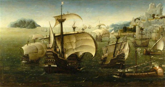 Joachim Patinir (c.1480-before 1524) (circle of) - Portuguese Carracks off a Rocky Coast - BHC0705 - Royal Museums Greenwich