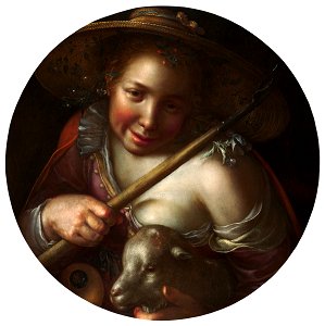 Joachim Wtewael - A Shepherdess - 1992.59 - Fogg Museum. Free illustration for personal and commercial use.