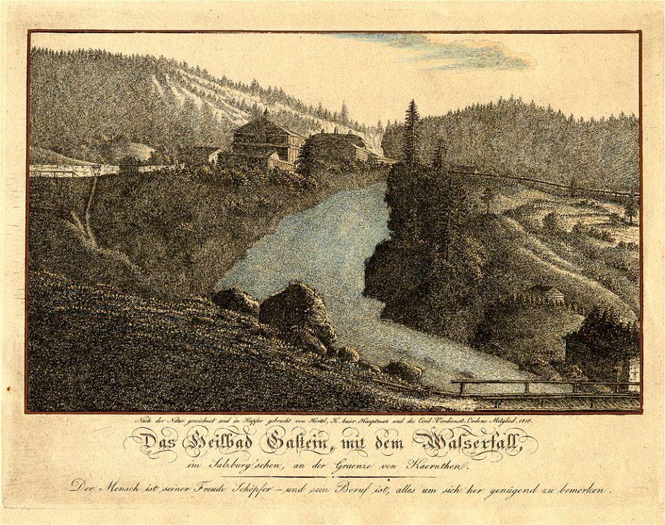 JJ Hertel Heilbad Gastein mit dem Wasserfall 1818 ubs G 1227 II