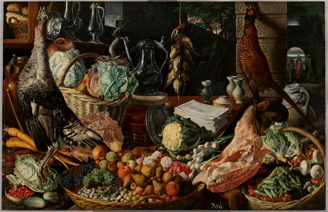 Joachim Beuckelaer - Keukenscène met Christus en de Emmaüsgangers