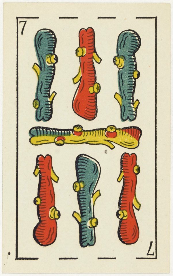 Jeu d'Aluette - Grimaud - 1860 - Seven of Clubs