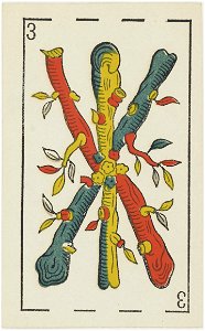 Jeu d'Aluette - Grimaud - 1860 - Three of Clubs