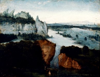 Joachim Patinir - River Landscape with the Baptism of Christ - 53.2860 - Museum of Fine Arts. Free illustration for personal and commercial use.