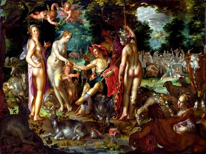 Joachim Wtewael - The Judgment of Paris (1615). Free illustration for personal and commercial use.