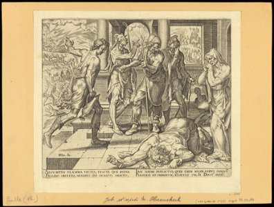 Job Receiving The ill- News of His Misfortunes 1563 print by Maarten van Heemskerck, S.I 55705, Prints Department, Royal Library of Belgium