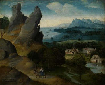 Joachim Patinir - Landscape with the Flight into Egypt. Free illustration for personal and commercial use.