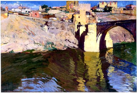 Joaquín Sorolla, Puente de San Martín en Toledo. Free illustration for personal and commercial use.