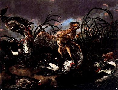 Joannes Fijt - Ducks and Water Hens Surprised by Dogs - WGA08350