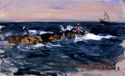 Joaquín Sorolla y Bastida - The Beach, Valencia (Oxen Pulling a Boat) - A209 - Hispanic Society of America