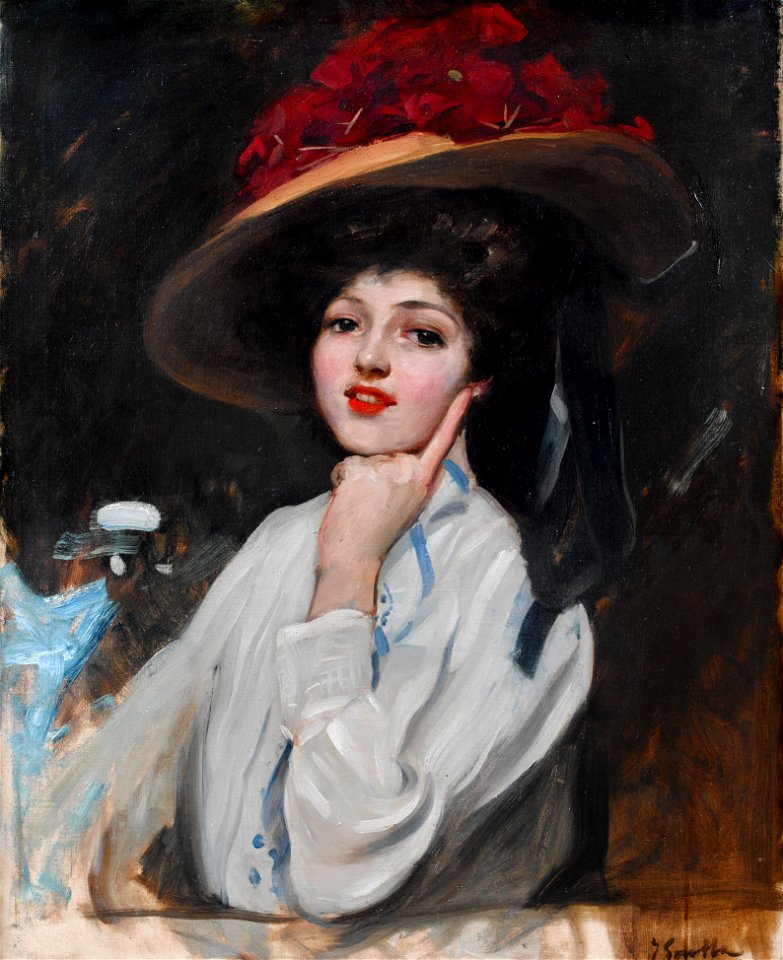 Joaquin Sorolla y Bastida - Retrato de una joven en un sombrero, cree que Raquel Meller