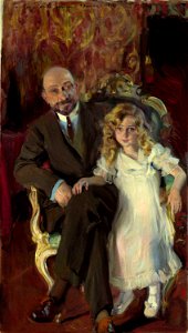 Joaquín Sorolla Y Bastida - Retrato de Carlos Urcola Ibarra con su hija Eulalia