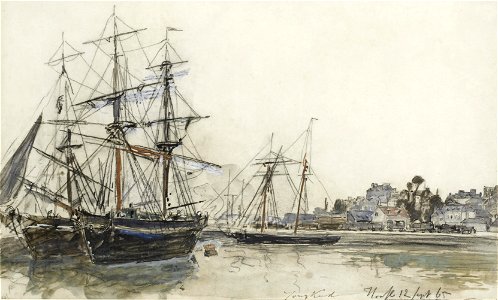 Johan Barthold Jongkind - Boten in de haven van Honfleur